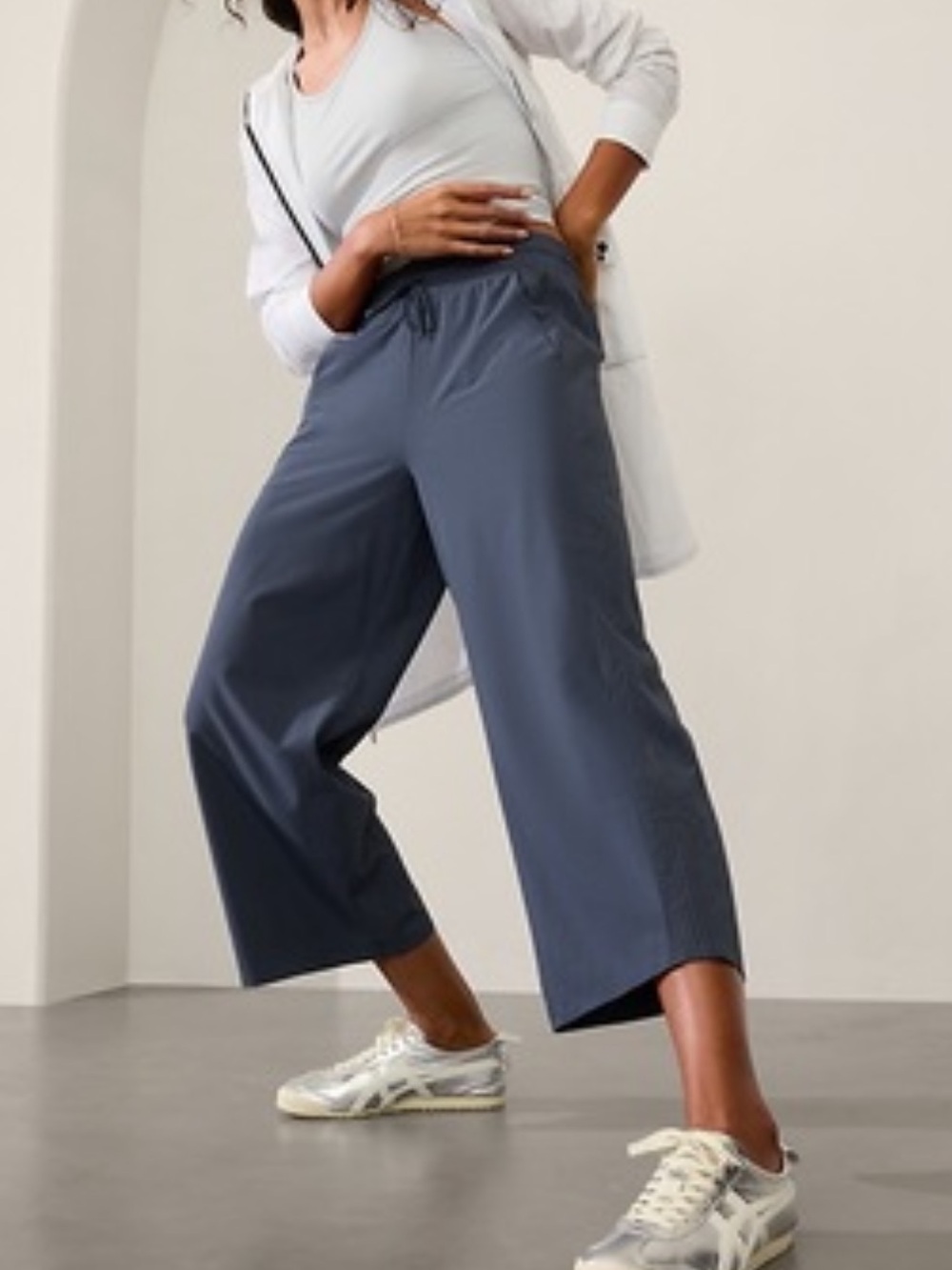 Athleta Avenue Wide-Leg Crop Pants - Granite Blue